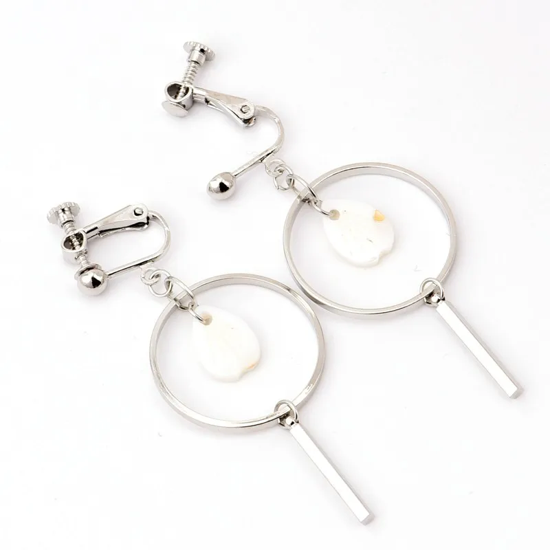 Модные естественные ракушки кулон металлическая полоса зажим винт без отверстия