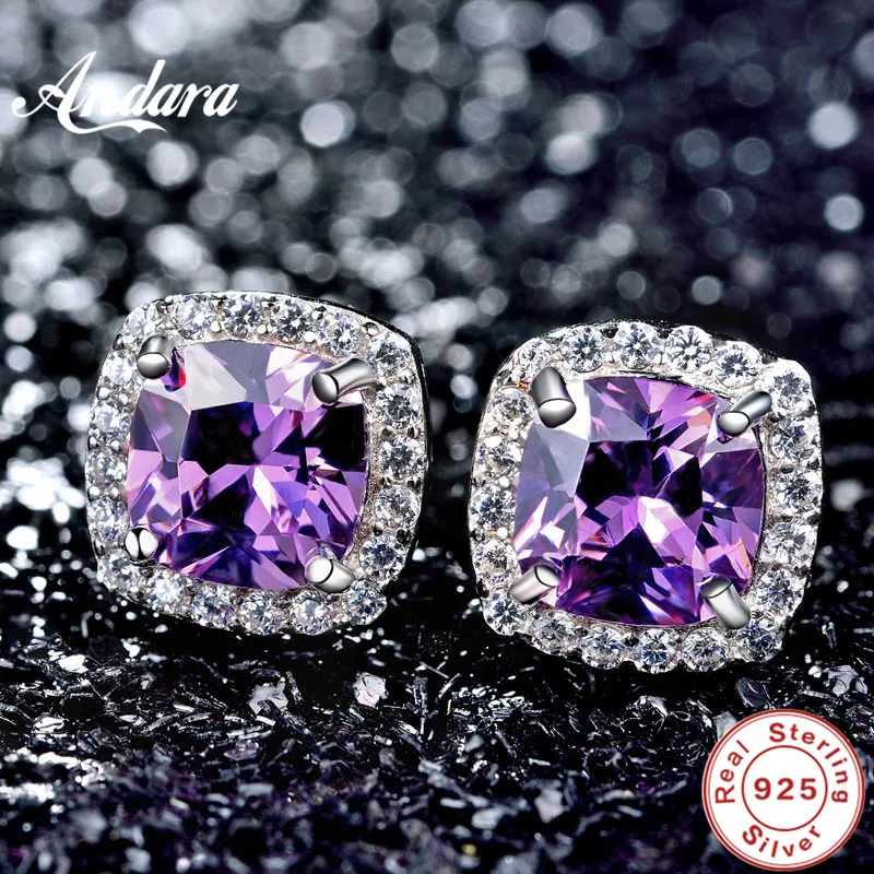 100% 925 Sterling Silver Shine Austria Crystal Stud Earrings for Women Men. Anti Allergy and Not Fade Zircon Jewelry | Украшения и