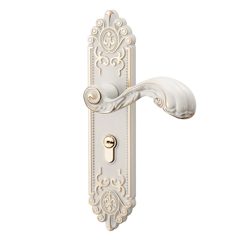 

Ivory White Interior Door Lock Household Solid Wooden Doors Bedroom Locks Room Silent Continental Lock Complete Set