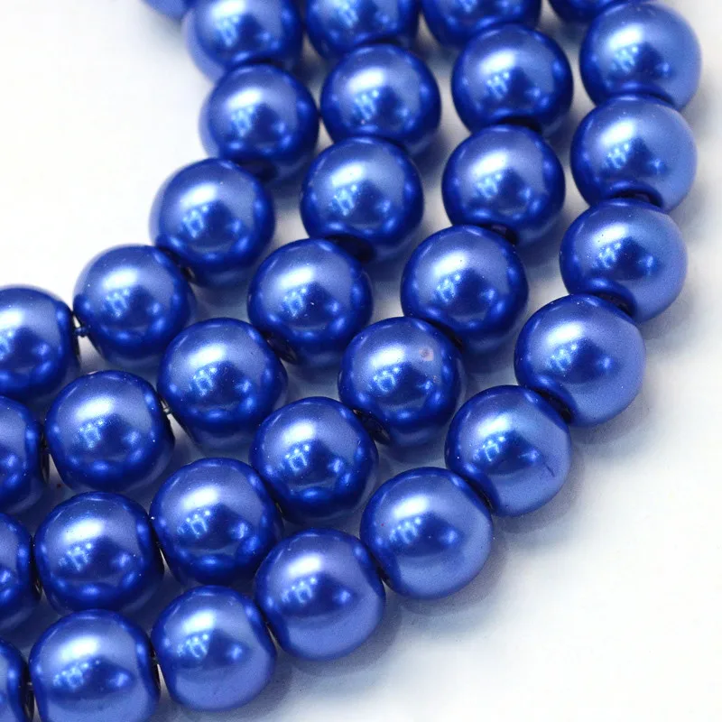 RoyalBlue 20 нитей 3 мм 4 мм 5 мм 6 мм для выпечки Окрашенные перламутровые стеклянные жемчужные круглые нити для изготовления ювелирных изделий браслет ожерелье F60 - Цвет: RoyalBlue