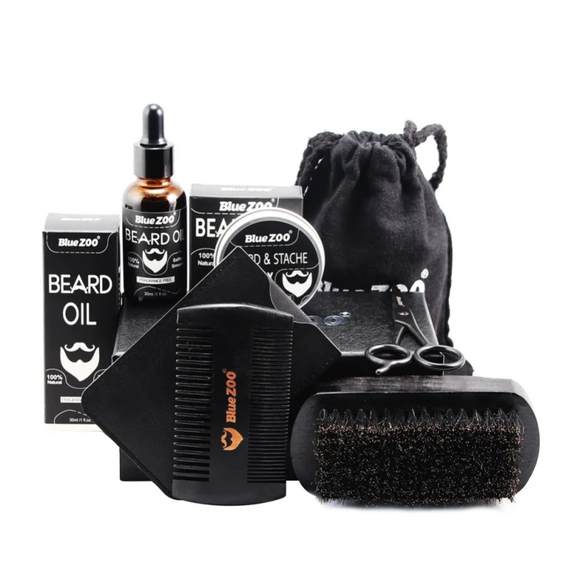 

Beard Smoothing Moisturizing Moustache Wax oil with Scissors Comb/Bag Gentlemen Grooming Conditioner Set L7