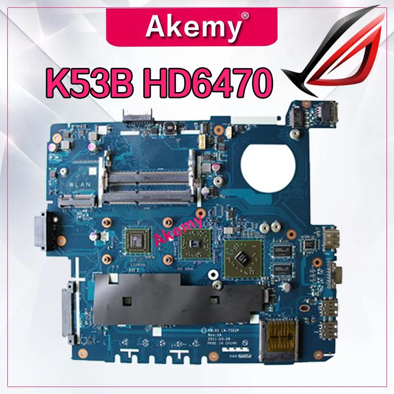 K53B материнская плата HD6470 для ASUS X53B K53BY K53BR X53BY LA-7322P Материнская плата ноутбука K53B материнская плата K53B Материнская плата Тест проведен
