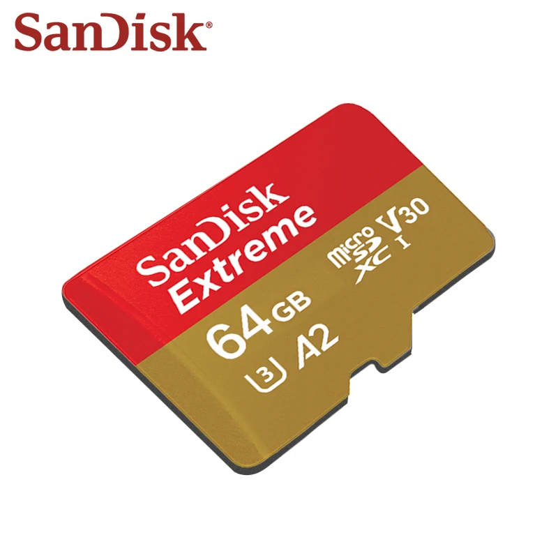 Карта памяти SanDisk Extreme SQXA Micro SD 100% оригинал 64 ГБ SDXC высокоскоростная 160 м/с карта U3 A2