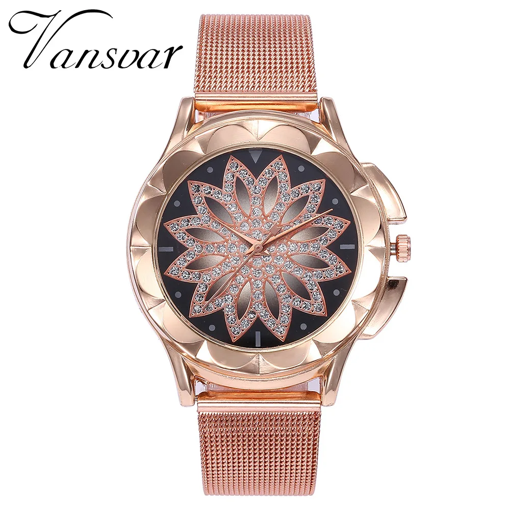 

Luxury Rose Gold Watch Women Flower Rhinestone Wrist Watches Casual Ladies Quartz Watch Clock Saat Relogio Feminino Reloj Mujer