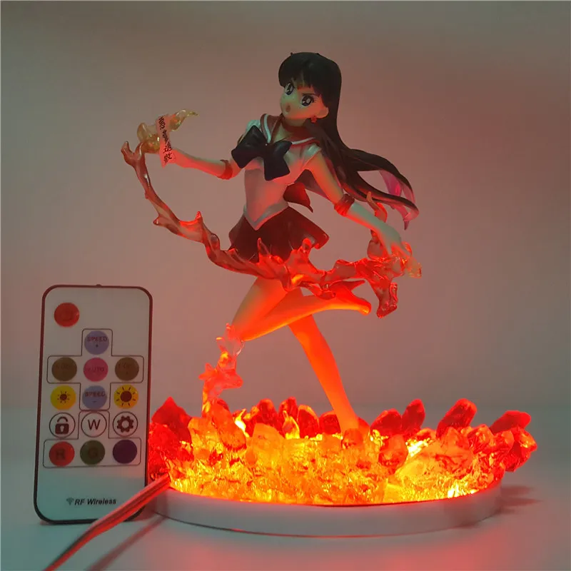 Sailor Mars Hino Rei Led 3D ночной Светильник настольная лампа аниме фигурка Lampara с пультом