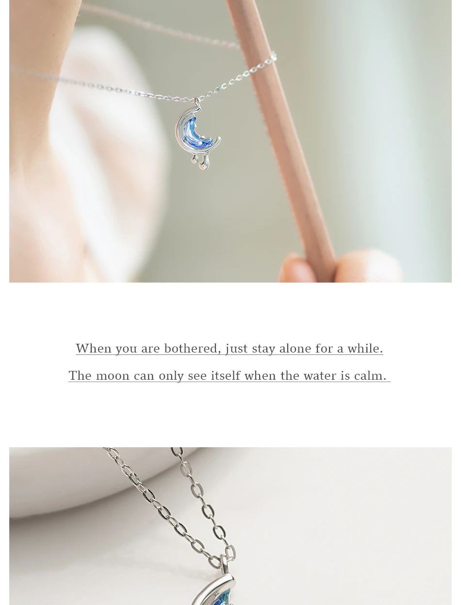 Thaya s925 Silver Water In The Moon Necklace Blue Moon Bohemia Women Choker Necklace for Women Jewelry Gift
