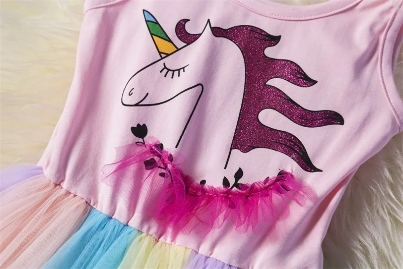 Fancy Summer Tutu Dress for Girls Dresses Kids Unicorn Vestidos Princess Birthday Party Costumes Children Clothes | Детская одежда и