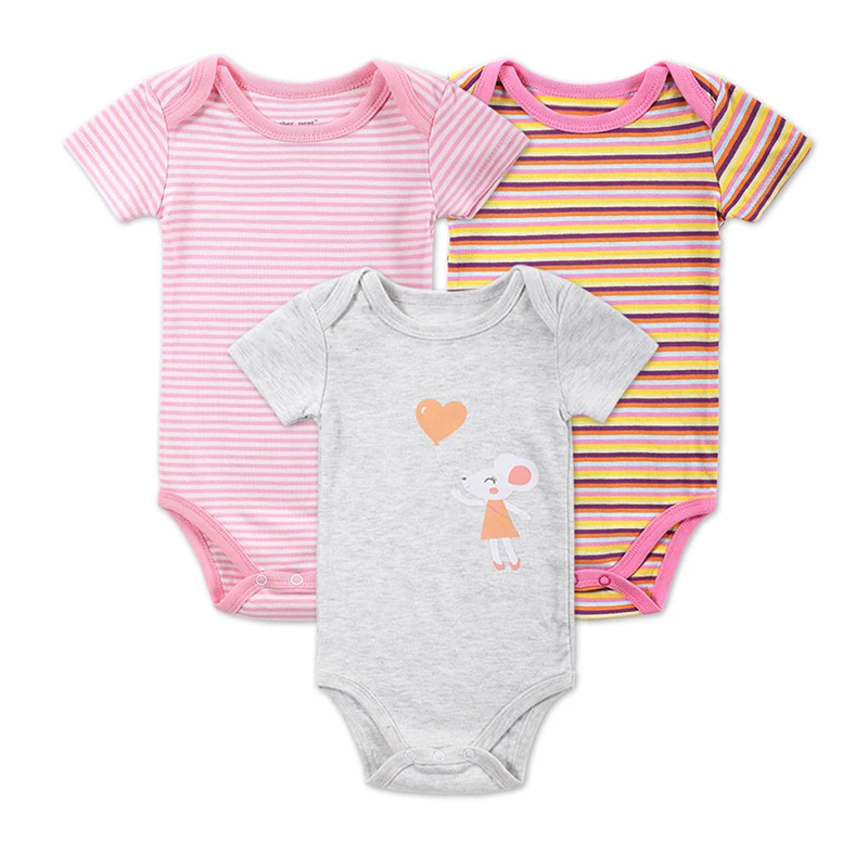 3 шт / много Детские боди девочка и мальчик с коротким рукавом печати леопарда