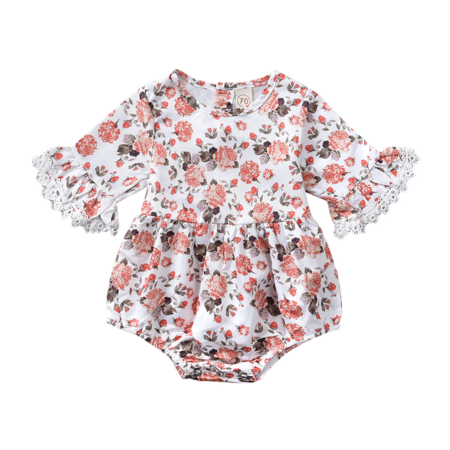 Лидер продаж боди с кружевными рукавами для маленьких девочек комбинезон летняя