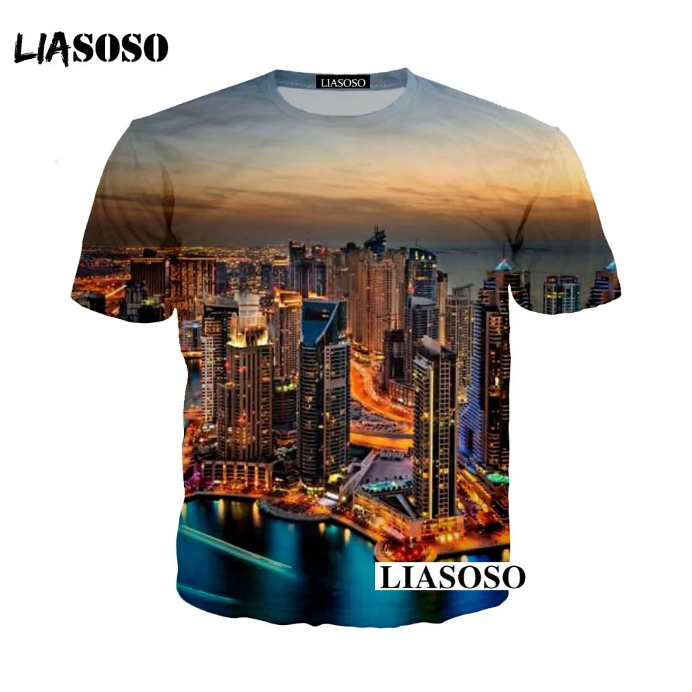 Liaseo 2018 модная 3D печать для женщин и мужчин Burj Khalifa башня футболка Летняя хип-хоп