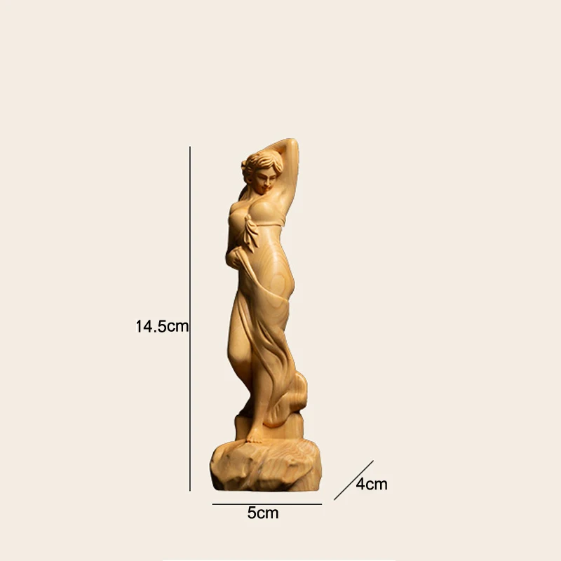 14.5cm Высокое качество Самшит резьба по дереву украшения для залов Фигурка Статуя Ручное ремесло деревянная скульптура украшения для девочек Подарки - Цвет: 14.5cm