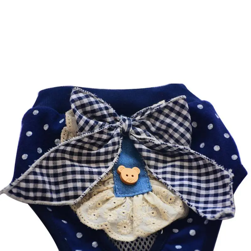 Симпатичные физиологические штаны для собак хлопковые подгузники в горошек с
