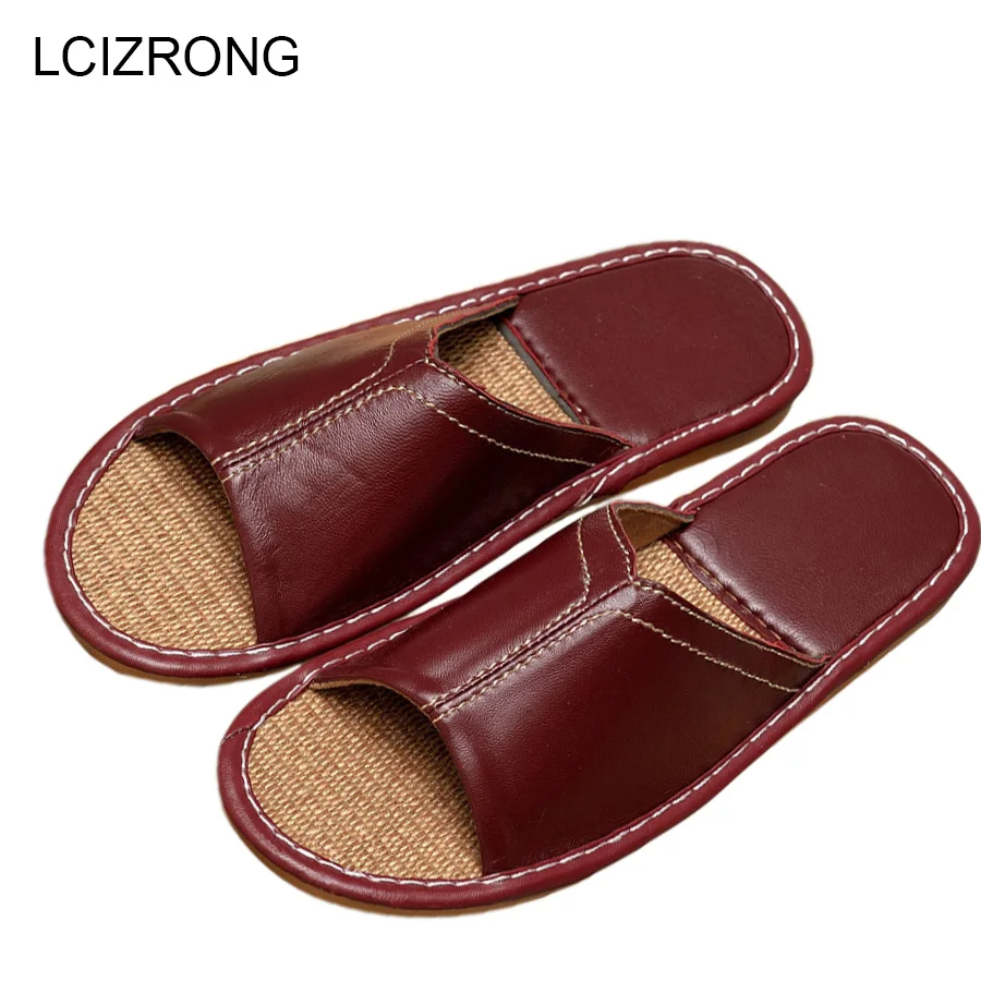 Тапки LCIZRONG мужские кожаные льняные Удобные однотонные шлепанцы для дома 5 цветов
