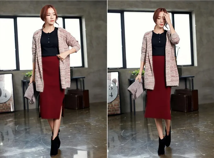 Женщины Плюс Размер 3XS-8XL высокая Талия Bodycon боковые разрезы женские юбки-карандаш модные разрезы Saias Юбки-миди