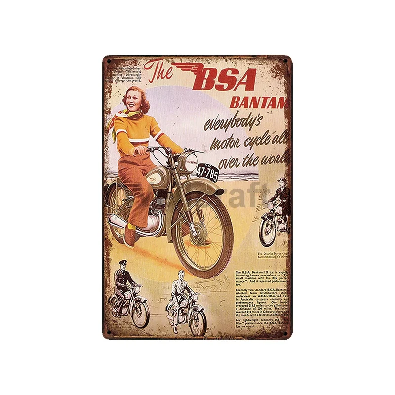 [ WellCraft ] Riding Motor BSA bicycle ducati Metal Signs Classic Wall Poster Plaque Painting Bar Shop Decor 20*30 CM LT-1756 | Дом и сад