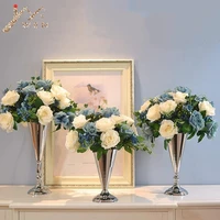 Metal Vases Gold /Silver Table Vase Wedding Centerpiece Event Road Lead Flower Rack For Home Decoration 10 PCS/ Lot