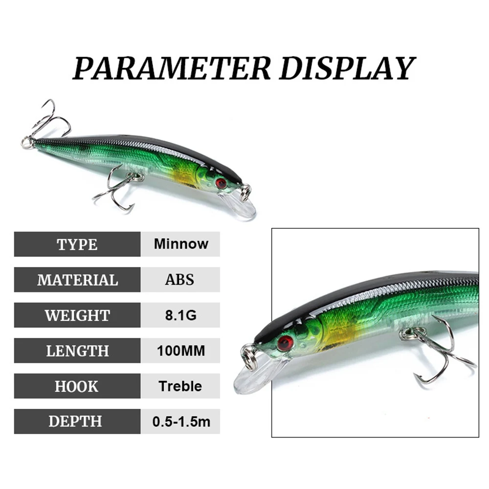 Victorsense рыболовные приманки 10 см 8 1 г Minnow 5 цветов Crankbait поплавок искусственная