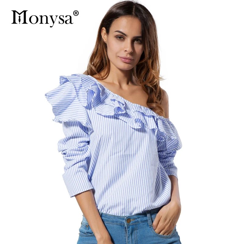 С Плеча Блузки Женщины Тенденции Моды Clothing 2017 Новая Мода Длинным Рукавом Рубашки