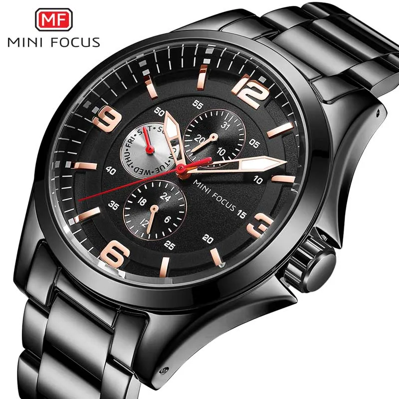 

MINIFOCUS Men Watch Date Week Sport Mens Watches Chronograph Top Brand Luxury Waterproof Stainless Quartz Male Business Clock