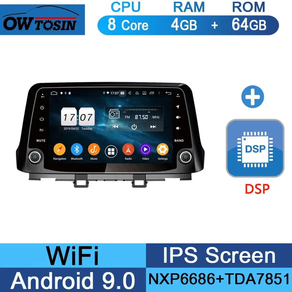64G DSP " ips 8 Core 4 Гб+ 64 ГБ Android 9,0 Автомобильный мультимедийный плеер для hyundai Encino Kona gps компактное минирадио CarPlay Parrot BT - Цвет: 64G DSP
