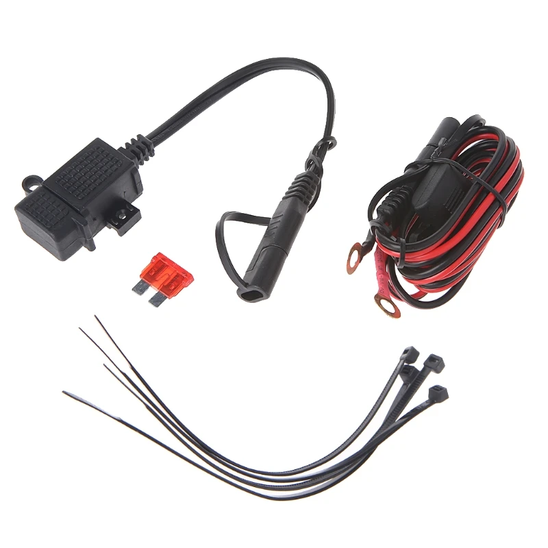 

OOTDTY Motorcycle 2.1A Waterproof USB Charger Kit SAE to USB Adapter+Extension Harness -m15