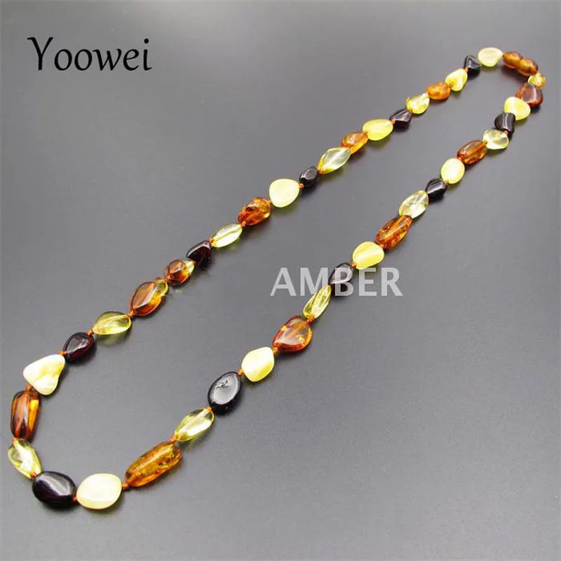 

Yoowei Natural Amber Necklace for Gift Irregular Bead 45cm/55cm Women Anniversary Gift Healing Baltic Amber Jewelry Wholesale