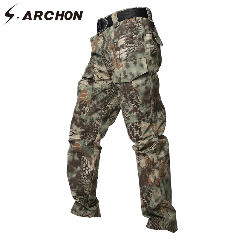 

S.ARCHON Military Camouflage Tactical Pants Men Rip Stop Waterproof Army Combat Pants Male Soldier Airsoft Cotton Cargo Trousers