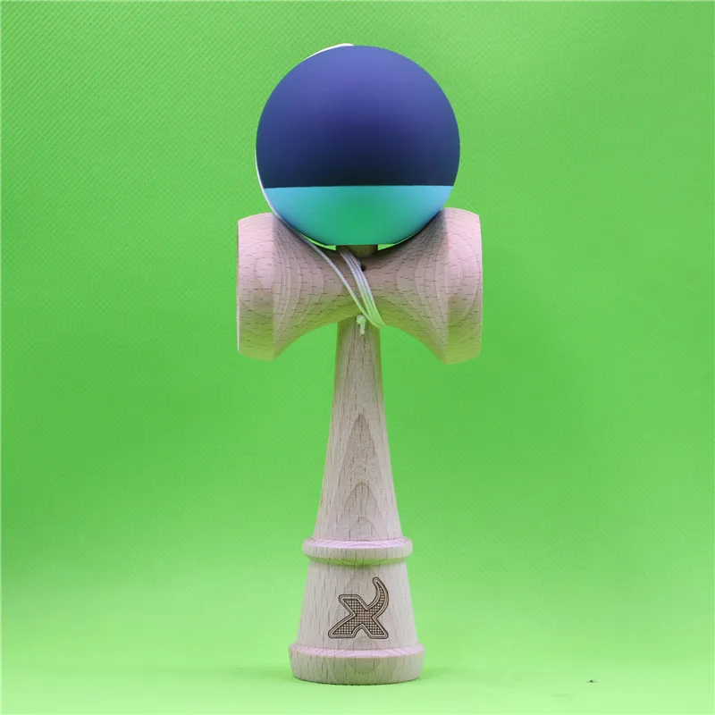 Резина 70/30 Сплит Kendama, 4 цвета на выбор, с прядильной бусинкой, большой традиционный Кен, изготовлен из бука, 18 см резиновая кендама - Цвет: Dark Light Blue 7 3