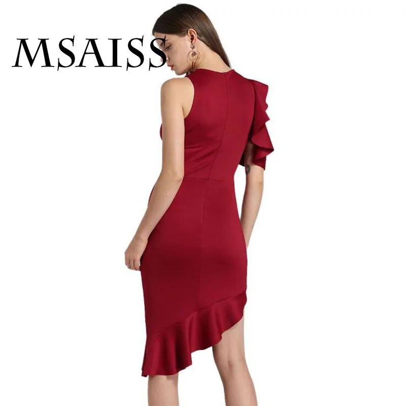 MSAISS Ruffles Party Women Dress Sexy Lady mini - wrap Butterfly Sleeve Beach Casual Work Dresses | Женская одежда