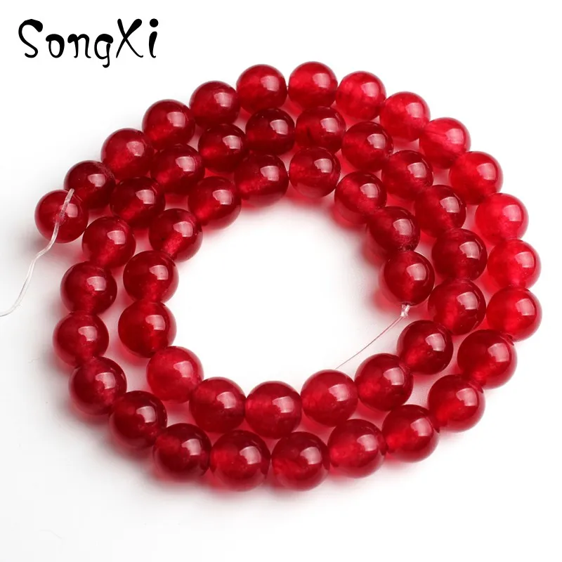 Natural Dark Red A+ Jades Chalcedony Stone Beads For Jewelry Making Size 6 8 10 12mm Round DIY Bracelet Earrings Necklace 15Inch | Украшения