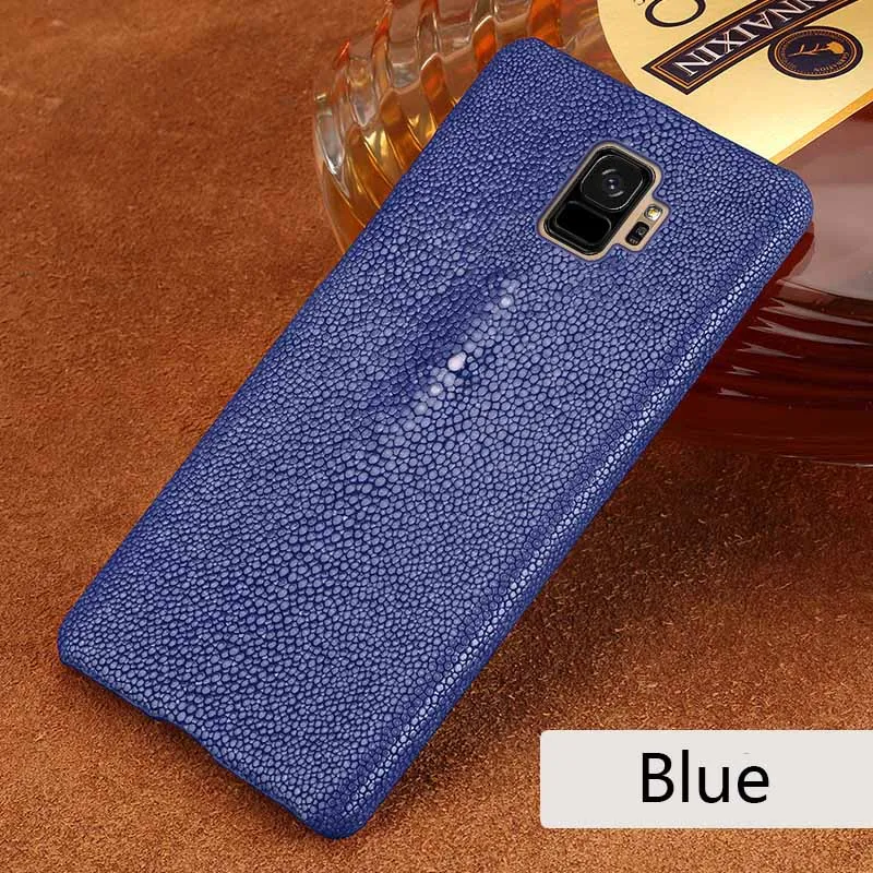 Blue Натуральный скат чехол для телефона для samsung Galaxy S8 S9 Plus s10e чехол задняя крышка для S7 Edge a7 A50 A70 женский модный чехол s - Цвет: Blue