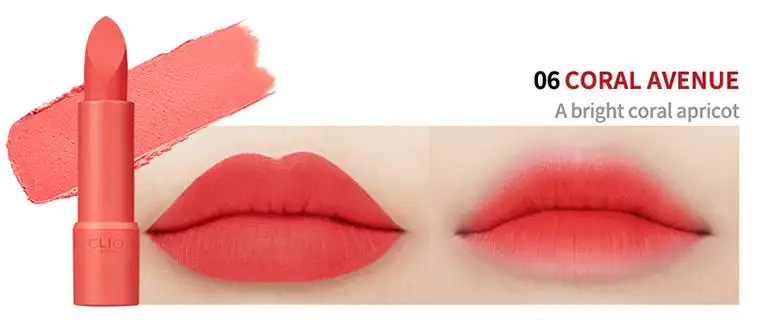 06 Coral Avenue CLIO Rouge каблук бархат 3,4 г 10 цветов Матовая помада для женщин Lipliner водонепроницаемый стойкий макияж блеск для губ Корея Косметика - Цвет: 06 Coral Avenue