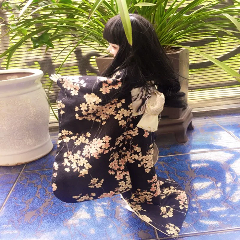 Изящная черно-красная Сакура Восточная вишневая Цветущая хлопковая ткань с