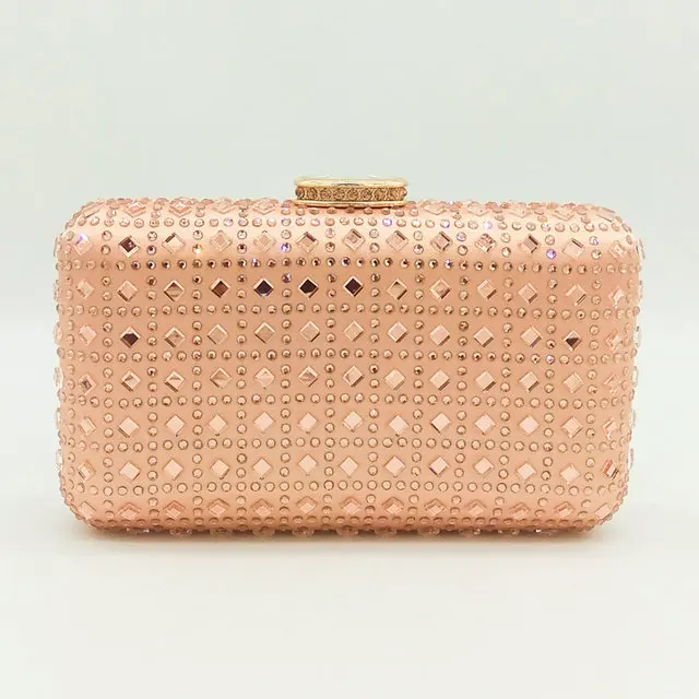 Boutique De FGG розовый клатч с кристаллами цвета шампанского, вечерняя сумочка, женские свадебные сумочки с бриллиантами, сумка для невесты - Цвет: Pink Crystal Purse