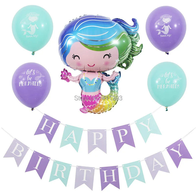 Воздушные шары русалки праздничные баннеры флаги с надписью happy birthday lets be mermaids