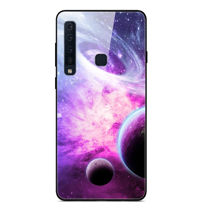 Чехол из закаленного стекла для samsung Galaxy A9, чехол с планетой космосом, стеклянный чехол на заднюю панель для samsung A9 A920F A920 A9S, чехол