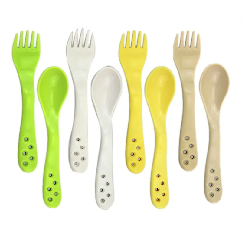 2 шт./лот новинка набор безопасных ложек и вилок детские столовые приборы ложка