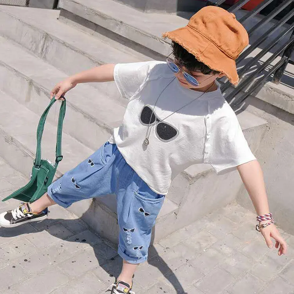 Novelty Style 2019 Kids Clothes Summer Cotton Boys Sets T Shirt + Shorts 2 Pcs/SET Toddler 3 Colors 4 5 6 7 8 9 10 | Детская одежда и