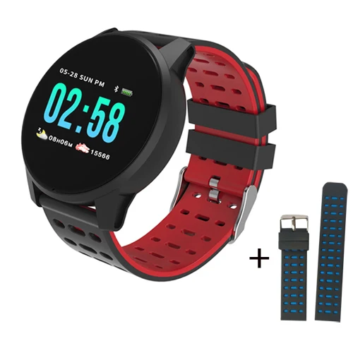 red with bluestrap W1 смарт-браслет, часы, браслет, цветной ЖК-дисплей, смарт-браслет, спортивный для Android/Ios, фитнес-трекер, браслет, часы для измерения артериального давления - Цвет: red with bluestrap