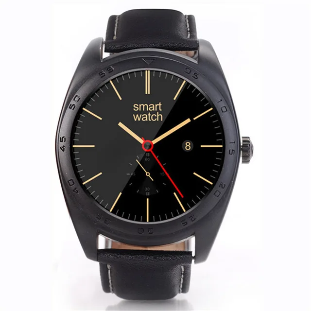 black leather K89 Смарт-часы 1,22 дюймов умные часы ips круглый экран монитор сердечного ритма Bluetooth часы для iphone IOS Android iphone - Цвет: black leather