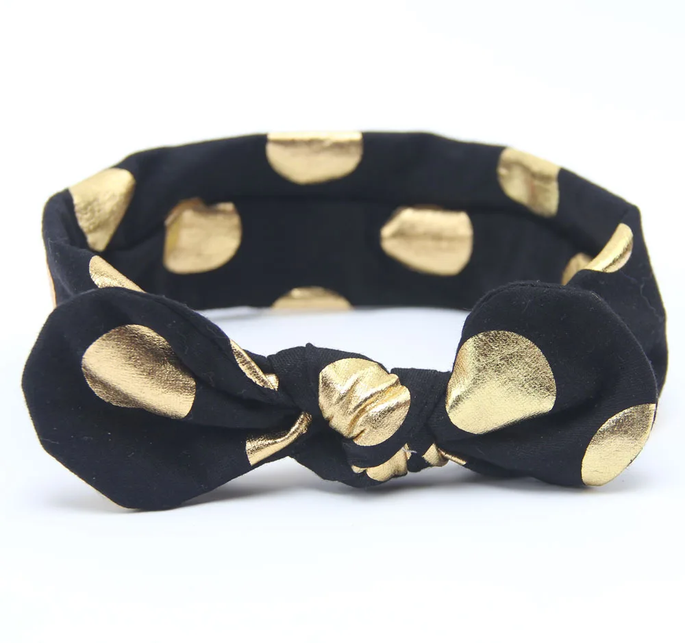 Золотая повязка на голову в горошек с узлом аксессуары для волос виде тюрбана |