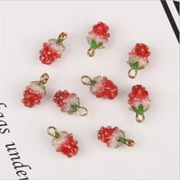 10pcslot new 14mm metal fruit stawberry charms for diy women earrings necklace pendant material boho jewelry making accessories