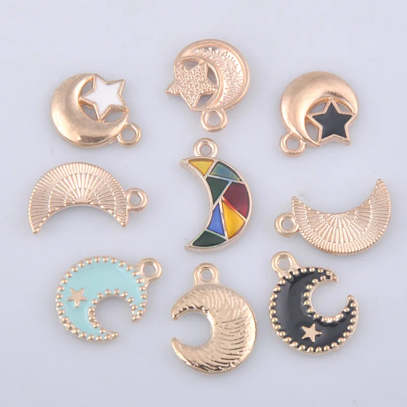2018Popular new alloy dangle charms 10pcs New creative star moon pendants accessories enamel heart | Украшения и аксессуары