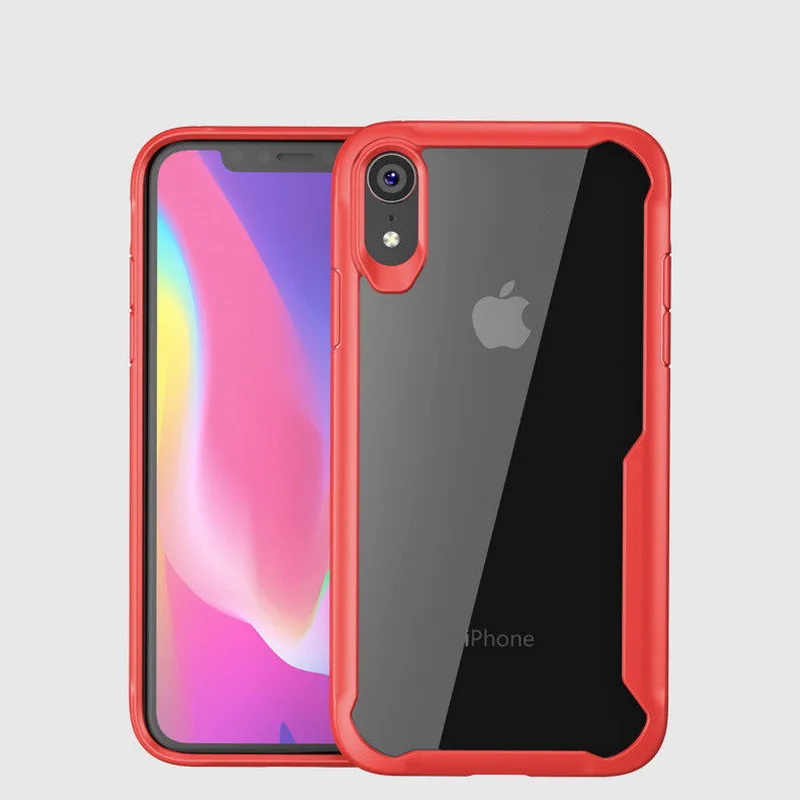 Red Прозрачный чехол для iPhone 11 Pro X, XR, XS, Max, 5 S, SE, мягкий бампер, тонкий, жесткий, прозрачный, задний, противоударный чехол для iPhone 6, 6 S, 7, 8 Plus - Цвет: Red