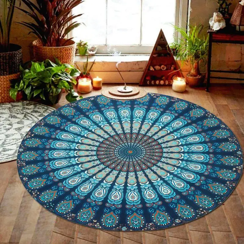 Круглый пляжный коврик Boho Винтаж открытый, для пикника Коврик для кемпинга Одеяло