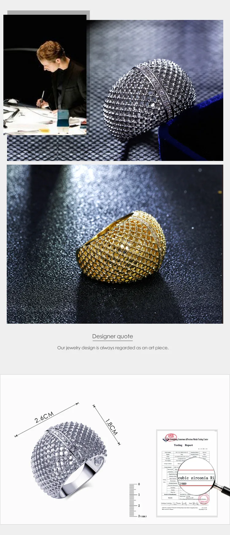 DC1989 Trendy jewelry Full Macrame 2 Plated colors choose 1 line White Cubic Zirconia Copper Rings for women bague femme SJ23337