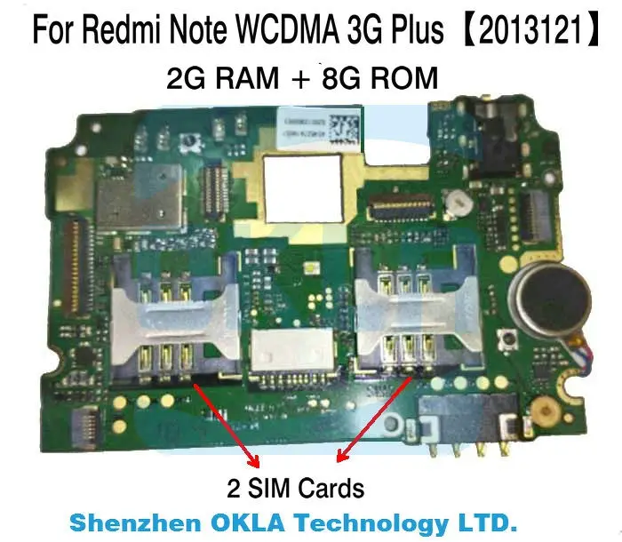 1 шт. для Redmi Note 3G Plus 2013121 WCDMA 2 Гб ОЗУ 8 ПЗУ SIM карты Материнская плата запасная