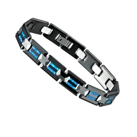 luxury mens bracelet black ceramic tungsten blue opal bracelets for men jewelry male costume womens charm bangles jewellery