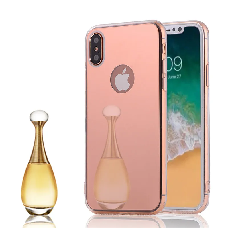 Роскошный блестящий зеркальный чехол для iPhone X Мягкая силиконовая задняя крышка