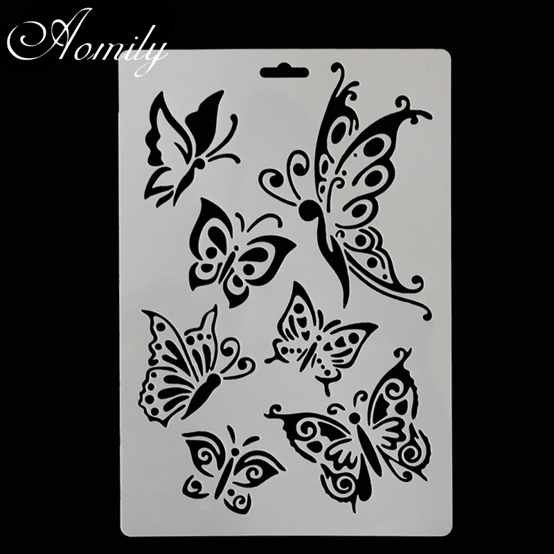 

Aomily 7 Sizes Butterfly DIY Cake Stencils Airbrush Painting Art Molds Fondant Decorating Tools Coffee Espresso Stencils Tool